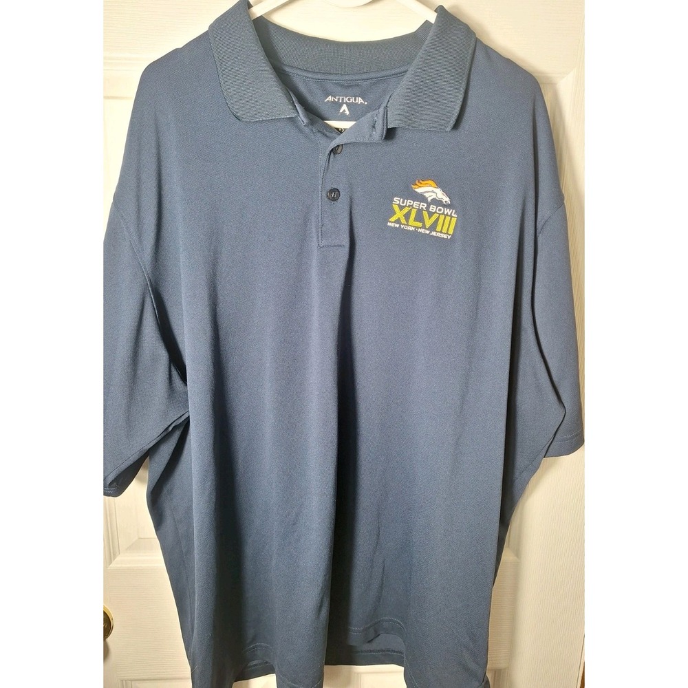 Antigua Denver Broncos Polo Shirt Men's Size XXL Navy Blue Super Bowl XLVIII